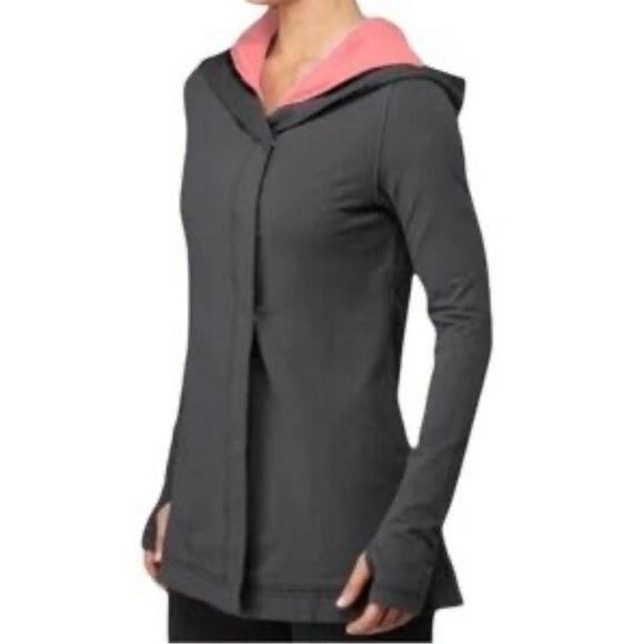 lululemon athletica Tops - LULULEMON Awareness Wrap hoodie jacket gray coral dip dye lining Size 10